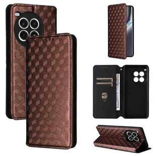 For OnePlus Ace 3 Pro Cubic Grid Texture Flip Leather Phone Case(Brown)