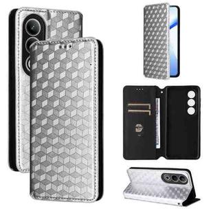 For OnePlus Ace 3V Cubic Grid Texture Flip Leather Phone Case(Silver)