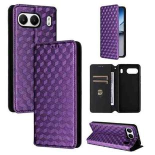 For OnePlus Nord 4 Cubic Grid Texture Flip Leather Phone Case(Purple)