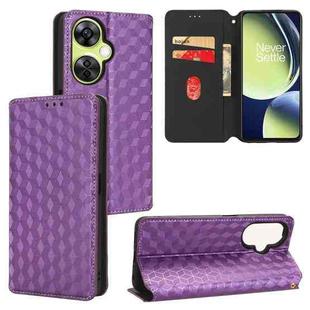 For OnePlus Nord CE 3 Lite / Nord N30 Cubic Grid Texture Flip Leather Phone Case(Purple)