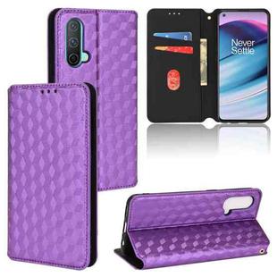 For OnePlus Nord CE 5G Cubic Grid Texture Flip Leather Phone Case(Purple)