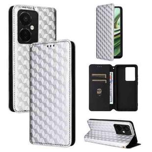 For OnePlus Nord CE3 Cubic Grid Texture Flip Leather Phone Case(Silver)