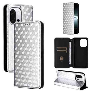For OnePlus 13T Cubic Grid Texture Flip Leather Phone Case(Silver)