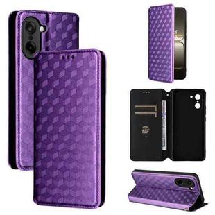 For OnePlus Ace 5 Racing Cubic Grid Texture Flip Leather Phone Case(Purple)