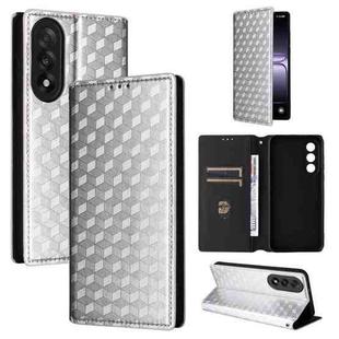 For OnePlus Nord 5 / OnePlus Ace 5 Ultra Cubic Grid Texture Flip Leather Phone Case(Silver)