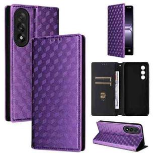 For OnePlus Nord 5 / OnePlus Ace 5 Ultra Cubic Grid Texture Flip Leather Phone Case(Purple)