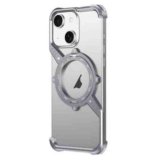 For iPhone 14 S Shaped 360 Holder Airbag Frameless MagSafe Metal Phone Case(Space Gray)