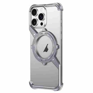 For iPhone 14 Pro S Shaped 360 Holder Airbag Frameless MagSafe Metal Phone Case(Space Gray)