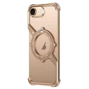 For iPhone 16e S Shaped 360 Holder Airbag Frameless MagSafe Metal Phone Case(Desert Gold)