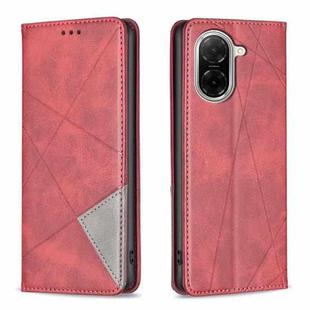 For Xiaomi Poco C71 Rhombus Texture Magnetic Leather Phone Case(Red)