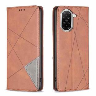 For Xiaomi Poco C71 Rhombus Texture Magnetic Leather Phone Case(Brown)