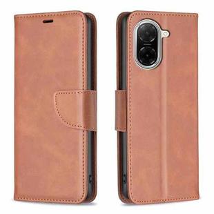 For Xiaomi Poco C71 Lambskin Texture Pure Color Flip Leather Phone Case(Brown)