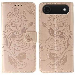 For iPhone 17 Air Rose Butterfly Embossed Leather Phone Case(Rose Gold)