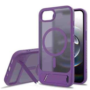 For iPhone 16e Frosted Holder PC Hybrid TPU MagSafe Phone Case(Purple)