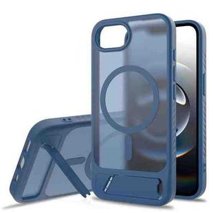For iPhone 16e Frosted Holder PC Hybrid TPU MagSafe Phone Case(Royal Blue)