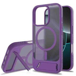 For iPhone 16 Pro Max Frosted Holder PC Hybrid TPU MagSafe Phone Case(Purple)