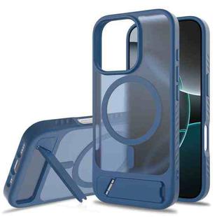 For iPhone 16 Pro Frosted Holder PC Hybrid TPU MagSafe Phone Case(Royal Blue)