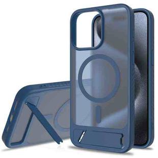 For iPhone 15 Pro Max Frosted Holder PC Hybrid TPU MagSafe Phone Case(Royal Blue)
