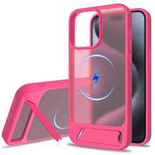 For iPhone 14 Pro Frosted Holder PC Hybrid TPU MagSafe Phone Case(Rose Red)