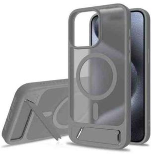 For iPhone 13 Pro Max Frosted Holder PC Hybrid TPU MagSafe Phone Case(Dark Grey)