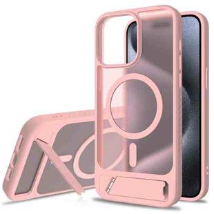 For iPhone 13 Pro Max Frosted Holder PC Hybrid TPU MagSafe Phone Case(Pink)