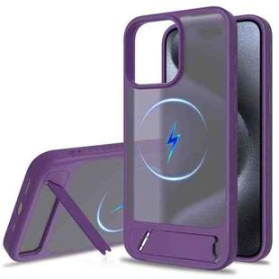 For iPhone 13 Pro Frosted Holder PC Hybrid TPU MagSafe Phone Case(Purple)