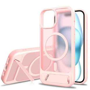 For iPhone 13 Frosted Holder PC Hybrid TPU MagSafe Phone Case(Pink)