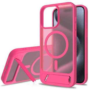For iPhone 12 Pro Max Frosted Holder PC Hybrid TPU MagSafe Phone Case(Rose Red)
