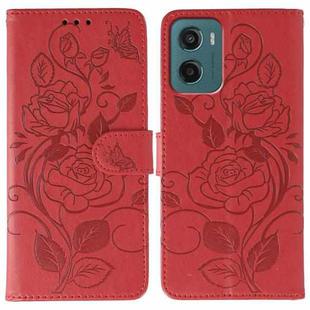 For Motorola Moto G05 / E15 Rose Butterfly Embossed Leather Phone Case(Red)