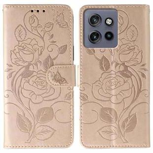 For Motorola Edge 50 Neo Rose Butterfly Embossed Leather Phone Case(Rose Gold)