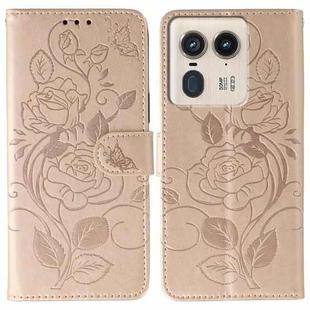 For Motorola Edge 50 Ultra Rose Butterfly Embossed Leather Phone Case(Rose Gold)