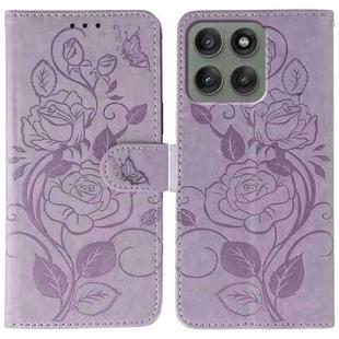 For Motorola Edge 60 Pro Rose Butterfly Embossed Leather Phone Case(Purple)