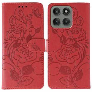 For Motorola Edge 60 Pro Rose Butterfly Embossed Leather Phone Case(Red)