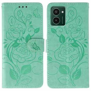 For HMD Pulse Pro Rose Butterfly Embossed Leather Phone Case(Green)