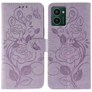 For HMD Pulse Pro Rose Butterfly Embossed Leather Phone Case(Purple)