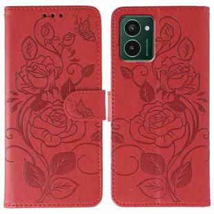 For HMD Pulse Pro Rose Butterfly Embossed Leather Phone Case(Red)