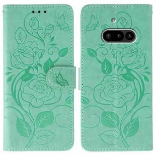 For Nothing Phone 3a Rose Butterfly Embossed Leather Phone Case(Green)