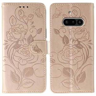 For Nothing Phone 3a Rose Butterfly Embossed Leather Phone Case(Rose Gold)