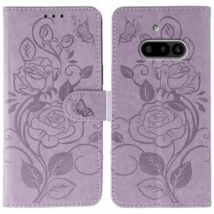 For Nothing Phone 3a Rose Butterfly Embossed Leather Phone Case(Purple)