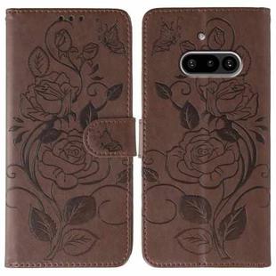 For Nothing Phone 3a Rose Butterfly Embossed Leather Phone Case(Brown)