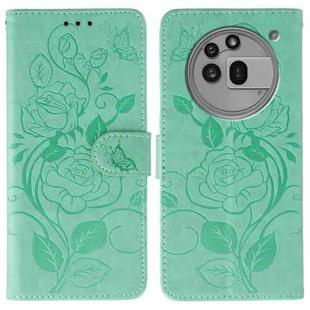 For Nothing Phone 3a Pro Rose Butterfly Embossed Leather Phone Case(Green)