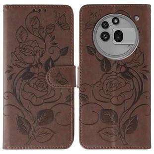 For Nothing Phone 3a Pro Rose Butterfly Embossed Leather Phone Case(Brown)