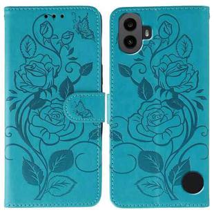 For Nothing CMF Phone 1 Rose Butterfly Embossed Leather Phone Case(Blue)
