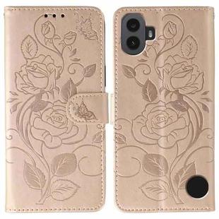 For Nothing CMF Phone 1 Rose Butterfly Embossed Leather Phone Case(Rose Gold)