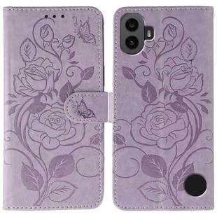 For Nothing CMF Phone 1 Rose Butterfly Embossed Leather Phone Case(Purple)
