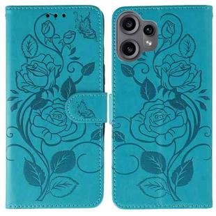 For Nothing CMF Phone 2 Pro Rose Butterfly Embossed Leather Phone Case(Blue)