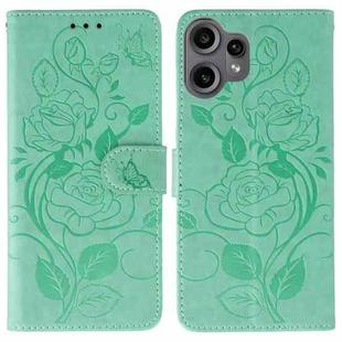 For Nothing CMF Phone 2 Pro Rose Butterfly Embossed Leather Phone Case(Green)