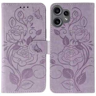 For Nothing CMF Phone 2 Pro Rose Butterfly Embossed Leather Phone Case(Purple)