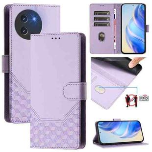 For Doogee Note 59 / Note 59 Pro Honeycomb Embossing RFID Leather Phone Case(Light Purple)