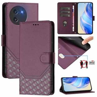 For Doogee Note 59 / Note 59 Pro Honeycomb Embossing RFID Leather Phone Case(Violet)